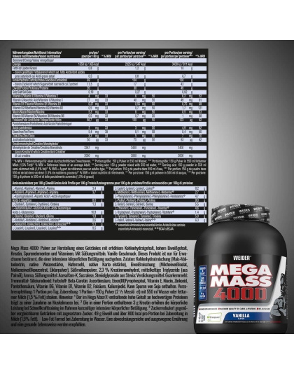 WEIDER MEGA MASS 4000 [VANILLA FLAVOUR [3KG]